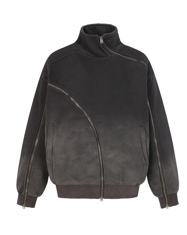 TALKLESSFASHION Deconstructed Gradient Zipper Jacket