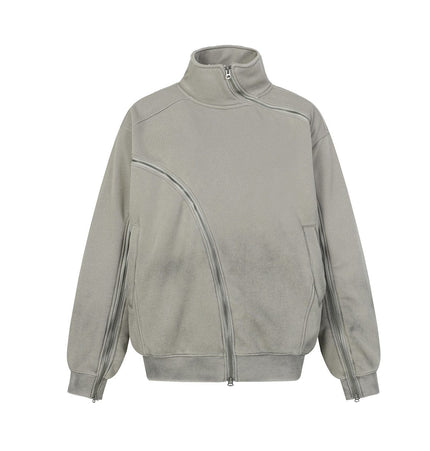 TALKLESSFASHION Deconstructed Gradient Zipper Jacket