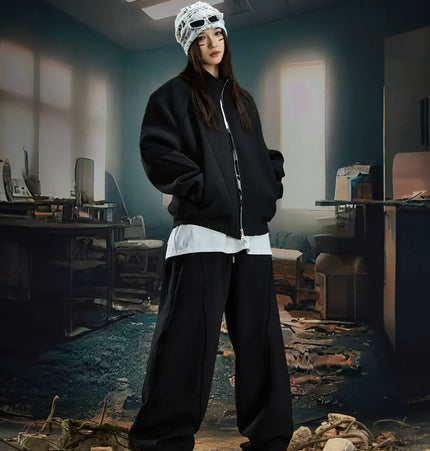 TALKLESSFASHION Deconstructed High-Weight Zipper Sweat Set