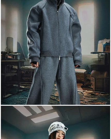 TALKLESSFASHION Deconstructed High-Weight Zipper Sweat Set
