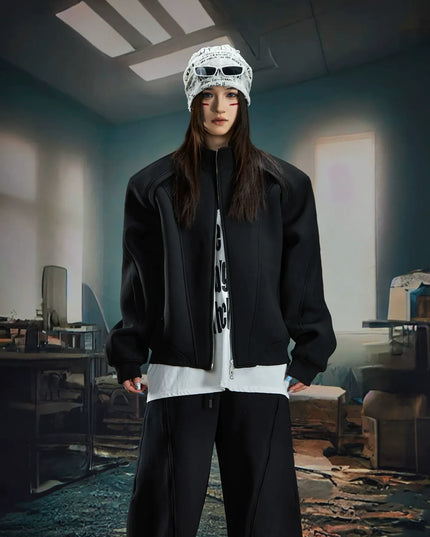 TALKLESSFASHION Deconstructed High-Weight Zipper Sweat Set