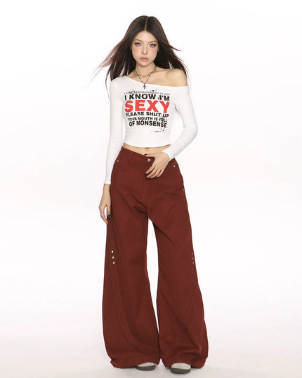 TALKLESSFASHION Deconstructed Scimitar Wide-Leg Trousers