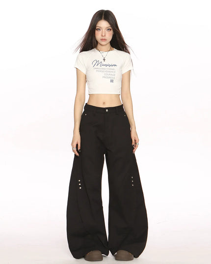TALKLESSFASHION Deconstructed Scimitar Wide-Leg Trousers