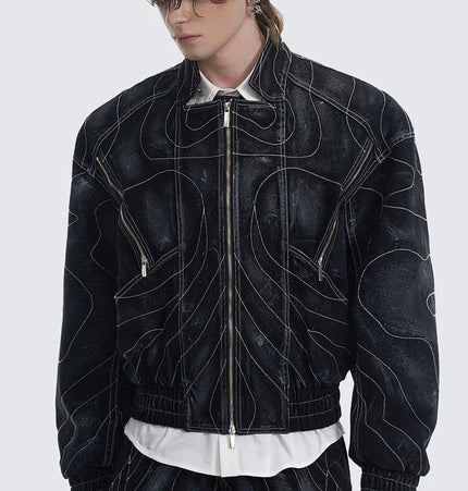 TALKLESSFASHION Deconstructed Splicing Denim Short Jacket