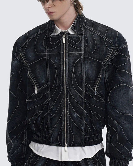TALKLESSFASHION Deconstructed Splicing Denim Short Jacket