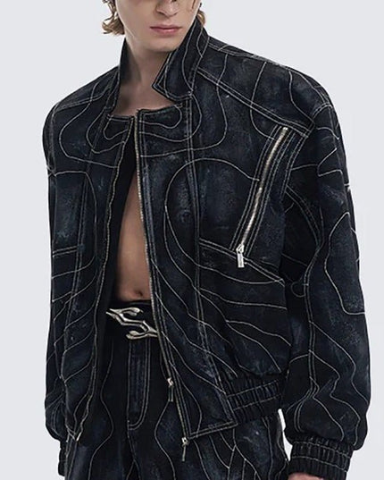 TALKLESSFASHION Deconstructed Splicing Denim Short Jacket