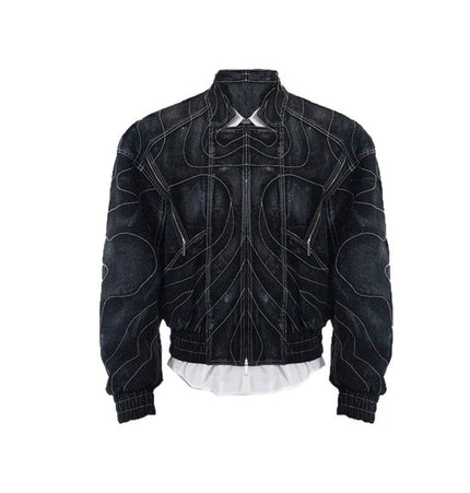 TALKLESSFASHION Deconstructed Splicing Denim Short Jacket