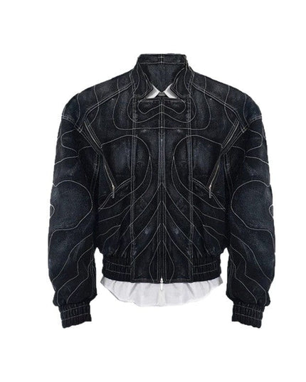 TALKLESSFASHION Deconstructed Splicing Denim Short Jacket
