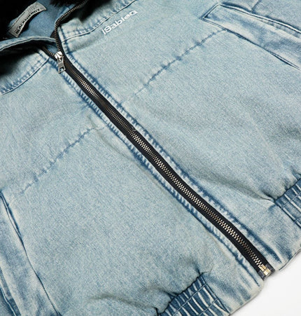 TALKLESSFASHION Denim Fur Collar Puffer Jacket