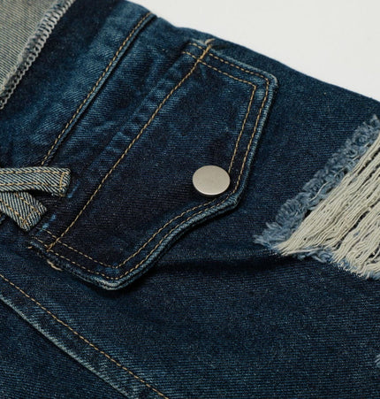 TALKLESSFASHION Destroyed Scimitar Wide-Leg Jeans