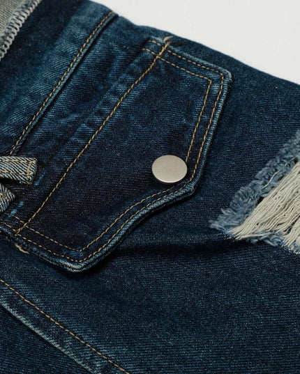 TALKLESSFASHION Destroyed Scimitar Wide-Leg Jeans