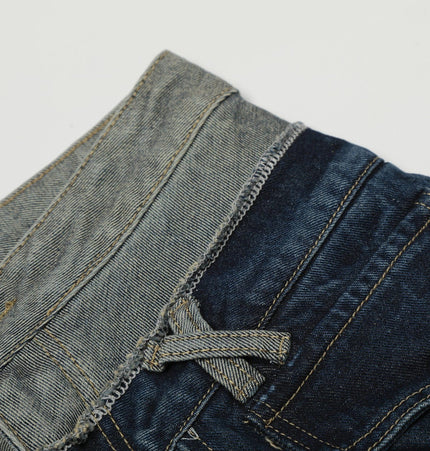 TALKLESSFASHION Destroyed Scimitar Wide-Leg Jeans