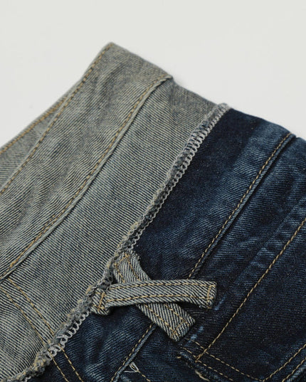 TALKLESSFASHION Destroyed Scimitar Wide-Leg Jeans