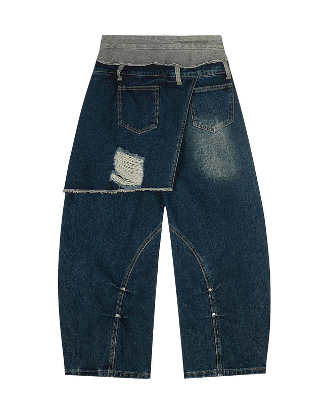 TALKLESSFASHION Destroyed Scimitar Wide-Leg Jeans