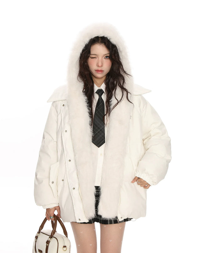 TALKLESSFASHION Detachable Fur Padded Down Jacket