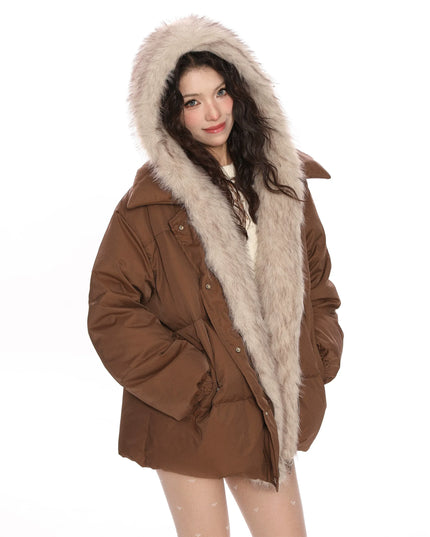 TALKLESSFASHION Detachable Fur Padded Down Jacket