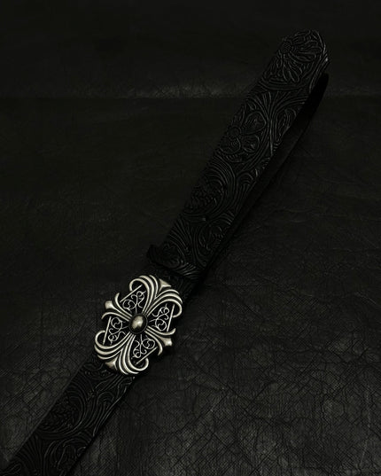 TALKLESSFASHION Direction of Light American vintage cross belt embossed snap buckle niche belt versatile trouser belt