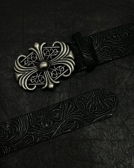 TALKLESSFASHION Direction of Light American vintage cross belt embossed snap buckle niche belt versatile trouser belt