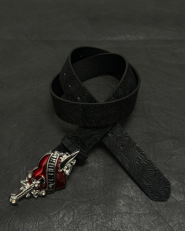 TALKLESSFASHION Direction of Light: Dark wind, a sword-piercing big scalp, embossed punk street belt decoration