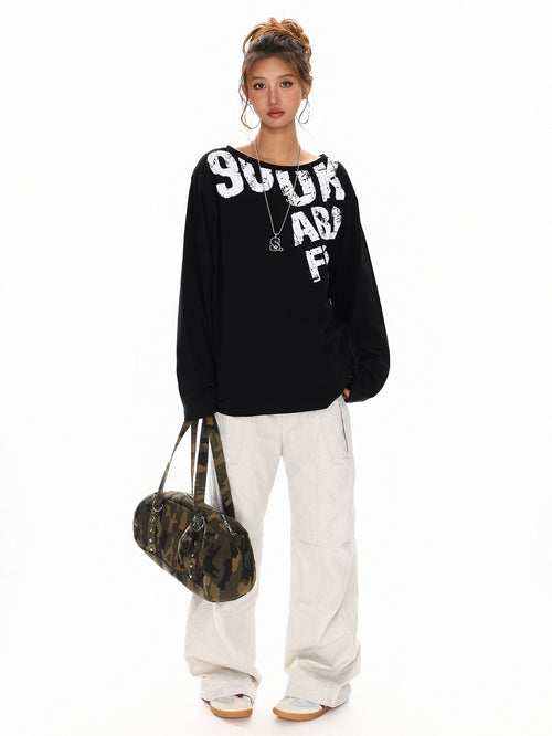 THETLSTUDIO Disruptive Lettering Off-Shoulder Top