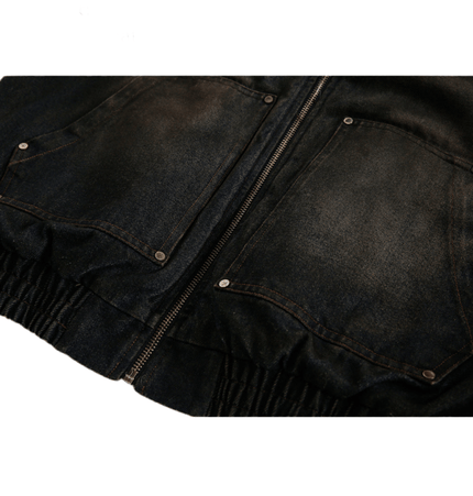 TALKLESSFASHION Distressed Cotton Denim Hooded Coat Jacket—7854