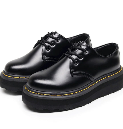 TALKLESSFASHION [do not grind feet] lightweight -1461 platform sole 3 hole martin shoes women's low-top genuine leather casual black student booties