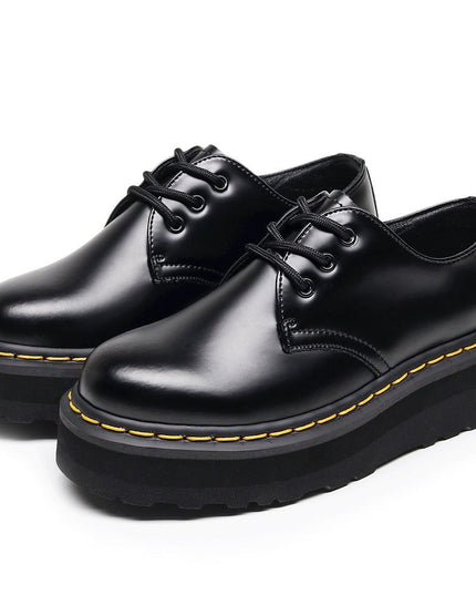 TALKLESSFASHION [do not grind feet] lightweight -1461 platform sole 3 hole martin shoes women's low-top genuine leather casual black student booties