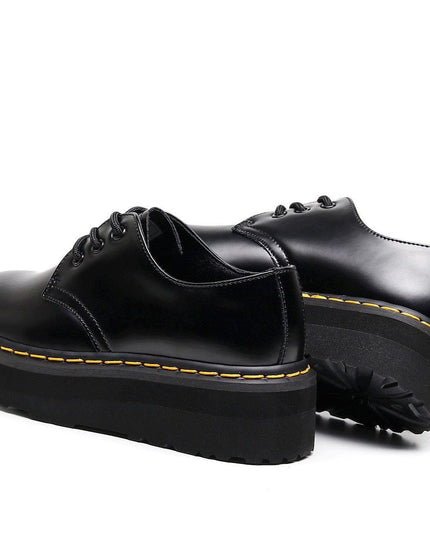 TALKLESSFASHION [do not grind feet] lightweight -1461 platform sole 3 hole martin shoes women's low-top genuine leather casual black student booties