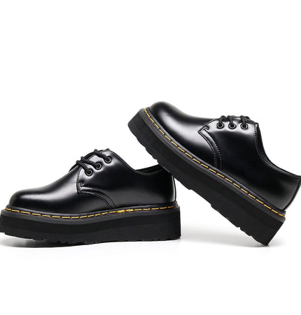 TALKLESSFASHION [do not grind feet] lightweight -1461 platform sole 3 hole martin shoes women's low-top genuine leather casual black student booties