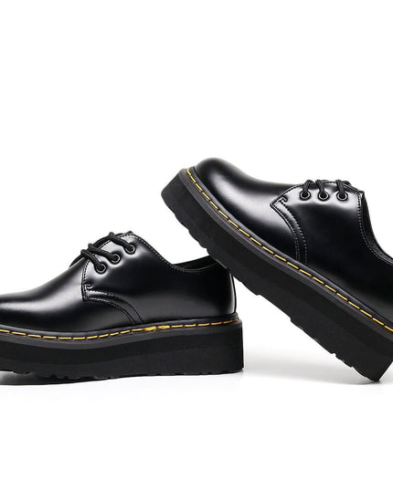 TALKLESSFASHION [do not grind feet] lightweight -1461 platform sole 3 hole martin shoes women's low-top genuine leather casual black student booties