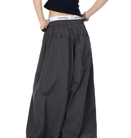 TALKLESSFASHION Drawstring pleats, quick-drying paratrooper pants, women's summer loose drape, wide-leg pants, hip-hop, American vintage jazz dance, scimitar pants