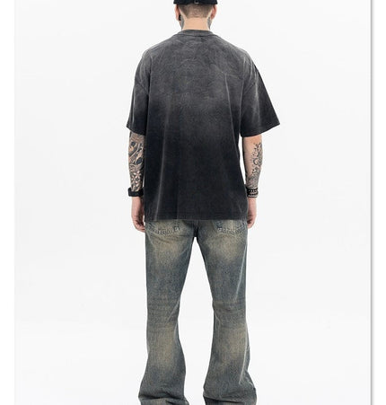 TALKLESSFASHION Dyed Retro Printed T-Shirt —- 7090