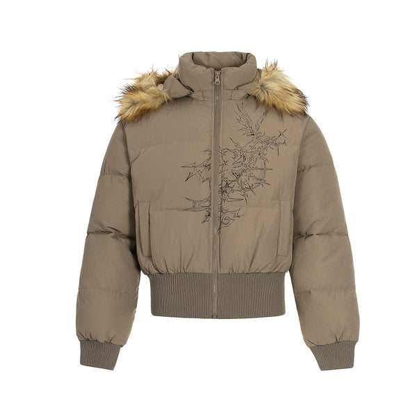 Elysian Frost Luxe Fur-Collar Puffer Jacket