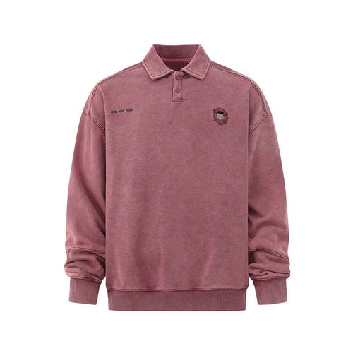 THETLSTUDIO Embroidered Lapel Pullover Sweatshirt