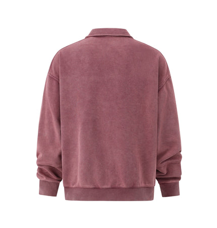 TALKLESSFASHION Embroidered Lapel Pullover Sweatshirt