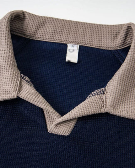 TALKLESSFASHION embroidered letter contrast color lapel long-sleeved top casual