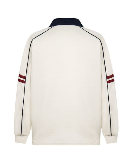 TALKLESSFASHION embroidered letter contrast color lapel long-sleeved top casual