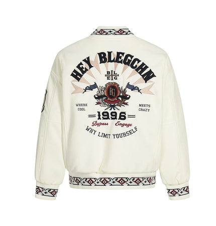 TALKLESSFASHION Embroidery Campus Style Cotton jacket