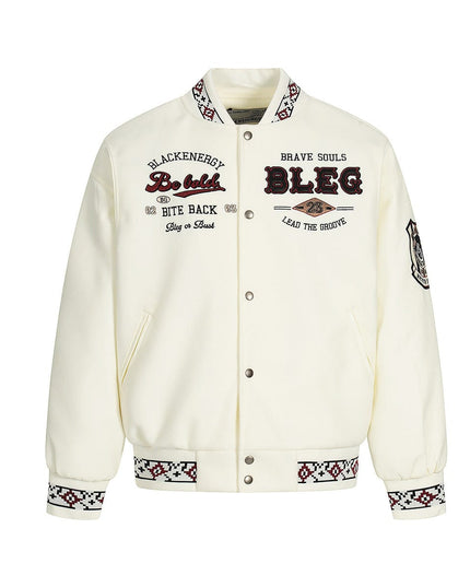 TALKLESSFASHION Embroidery Campus Style Cotton jacket