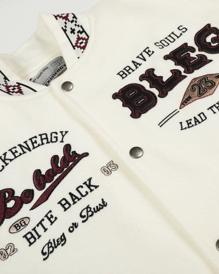 TALKLESSFASHION Embroidery Campus Style Cotton jacket