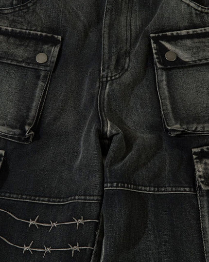 TALKLESSFASHION Embroidery RockTrail Explorer Jeans—7316