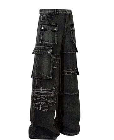 TALKLESSFASHION Embroidery RockTrail Explorer Jeans—7316