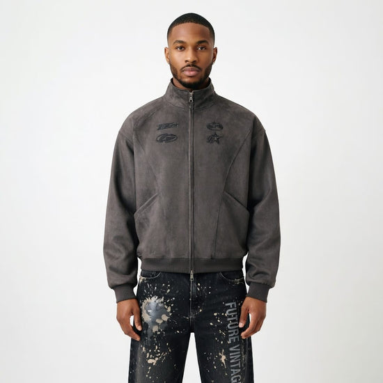 Embroidery Suede Double-Zip Shell
