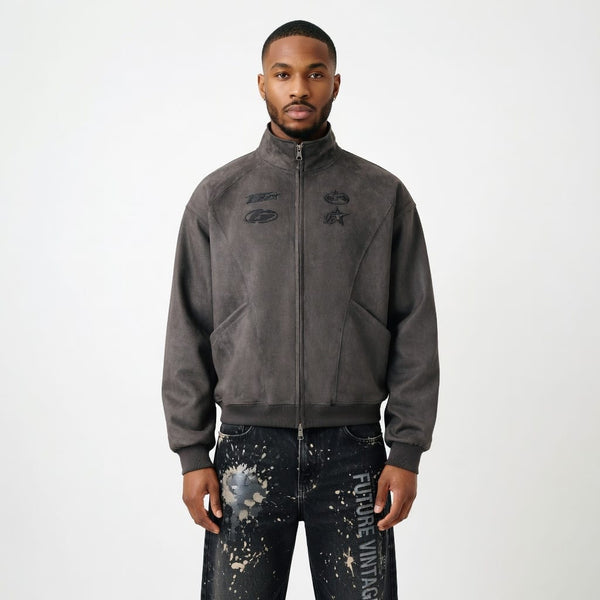 Embroidery Suede Double-Zip Shell