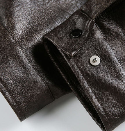 TALKLESSFASHION EON 26 Spring New in stock American vintage distressed stand-up collar loop leather jacket jacket