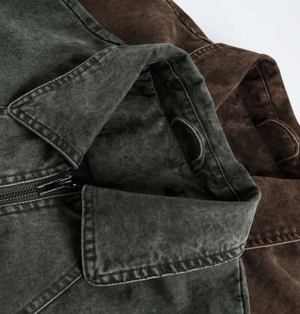 TALKLESSFASHION EON 26 Spring New in stock American vintage washed zip lapel jacket jacket