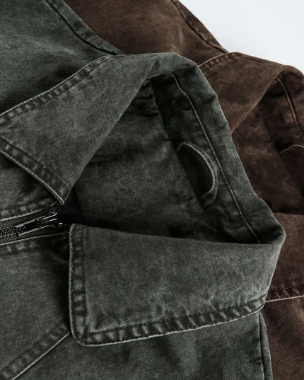 TALKLESSFASHION EON 26 Spring New in stock American vintage washed zip lapel jacket jacket