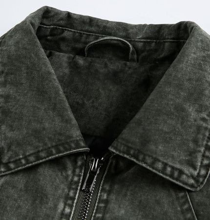 TALKLESSFASHION EON 26 Spring New in stock American vintage washed zip lapel jacket jacket