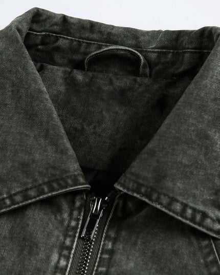TALKLESSFASHION EON 26 Spring New in stock American vintage washed zip lapel jacket jacket