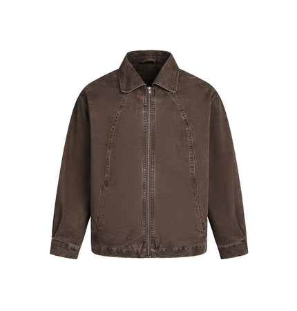 TALKLESSFASHION EON 26 Spring New in stock American vintage washed zip lapel jacket jacket
